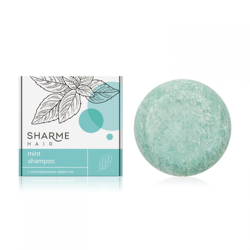 Натуральный твердый шампунь Sharme Hair Mint с тонизирующим эффектом, 50 г