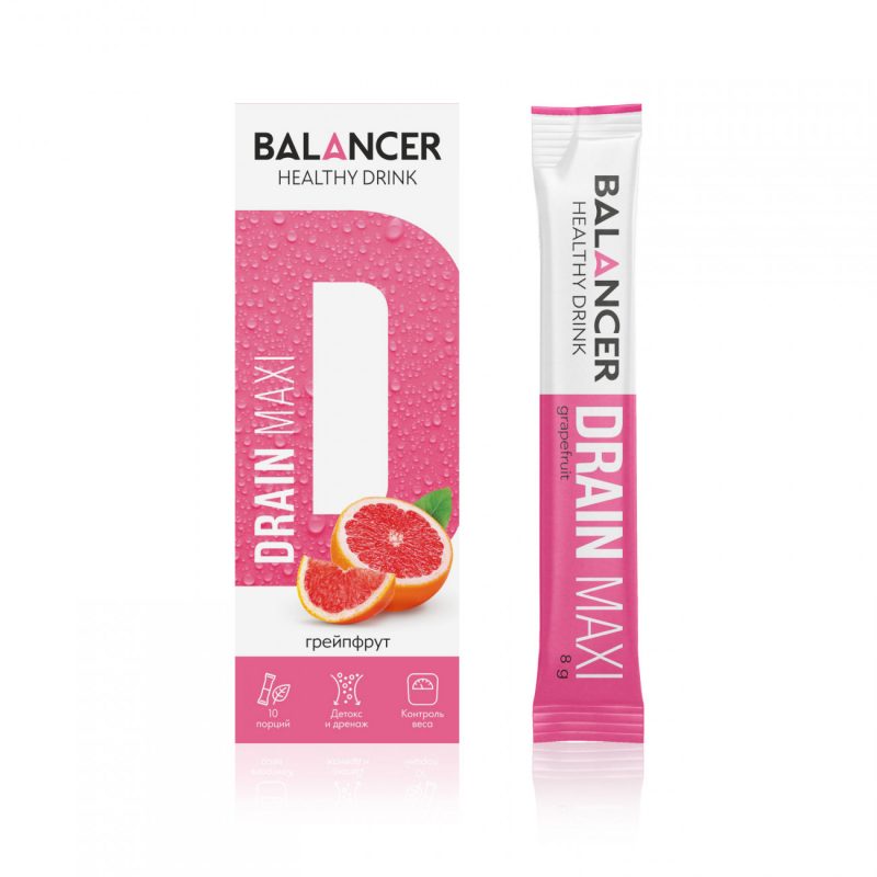 Дренирующий напиток BALANCER DRAIN MAXI со вкусом &laquo;Грейпфрут&raquo;, 10 стиков